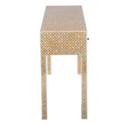 Bone Inlay 4 Drawer Hall Table or Side Table - Almond Geometric