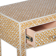 Bone Inlay 4 Drawer Hall Table or Side Table - Almond Geometric