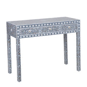 Mother of Pearl Inlay 3 Drawer Hall Table or Side Table - Dark Grey