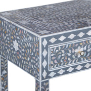 Mother of Pearl Inlay 3 Drawer Hall Table or Side Table - Dark Grey