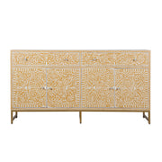Bone Inlay Buffet Chest of Drawers -  Almond Floral Scroll