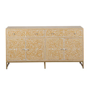 Bone Inlay Buffet Chest of Drawers -  Almond Floral Scroll