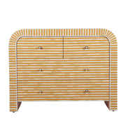 Bone Inlay 4 Drawer Chest of Drawers - Waterfall / Curved - Almond