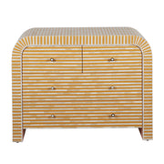 Bone Inlay 4 Drawer Chest of Drawers - Waterfall / Curved - Almond