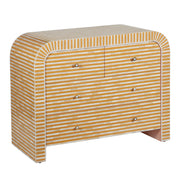 Bone Inlay 4 Drawer Chest of Drawers - Waterfall / Curved - Almond