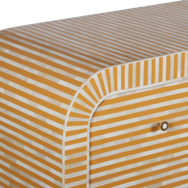 Bone Inlay 4 Drawer Chest of Drawers - Waterfall / Curved - Almond