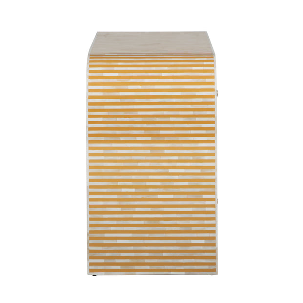 Bone Inlay 4 Drawer Chest of Drawers - Waterfall / Curved - Almond
