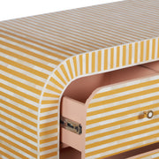 Bone Inlay 4 Drawer Chest of Drawers - Waterfall / Curved - Almond