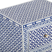 Bone Inlay Bedside Table, 2 Drawer - Indigo Blue