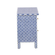 Bone Inlay Bedside Table, 2 Drawer - Indigo Blue