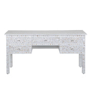 Mother of Pearl Inlay 5 Drawer Desk - White Floral