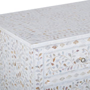 Mother of Pearl Inlay 5 Drawer Desk - White Floral