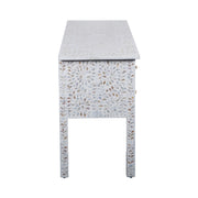 Mother of Pearl Inlay 5 Drawer Desk - White Floral