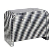 Bone Inlay 4 Drawer Chest of Drawers - Waterfall / Curved - Black