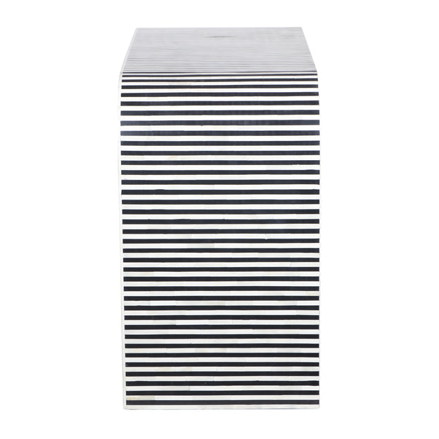 Bone Inlay 4 Drawer Chest of Drawers - Waterfall / Curved - Black