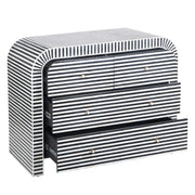 Bone Inlay 4 Drawer Chest of Drawers - Waterfall / Curved - Black