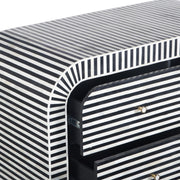 Bone Inlay 4 Drawer Chest of Drawers - Waterfall / Curved - Black