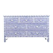 Bone Inlay 7 Drawer Chest of Drawers - Indigo Blue Floral