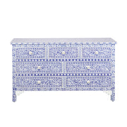 Bone Inlay 7 Drawer Chest of Drawers - Indigo Blue Floral
