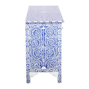 Bone Inlay 7 Drawer Chest of Drawers - Indigo Blue Floral