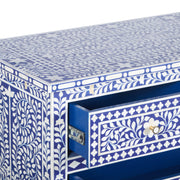 Bone Inlay 7 Drawer Chest of Drawers - Indigo Blue Floral