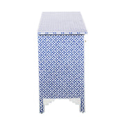 Bone Inlay 7 Drawer Chest of Drawers - Indigo Blue Geometric