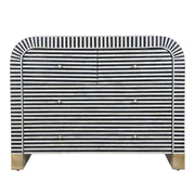 Bone Inlay 4 Drawer Chest of Drawers - Waterfall / Curved - Black Stripe