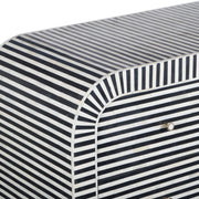 Bone Inlay 4 Drawer Chest of Drawers - Waterfall / Curved - Black Stripe