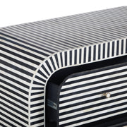 Bone Inlay 4 Drawer Chest of Drawers - Waterfall / Curved - Black Stripe