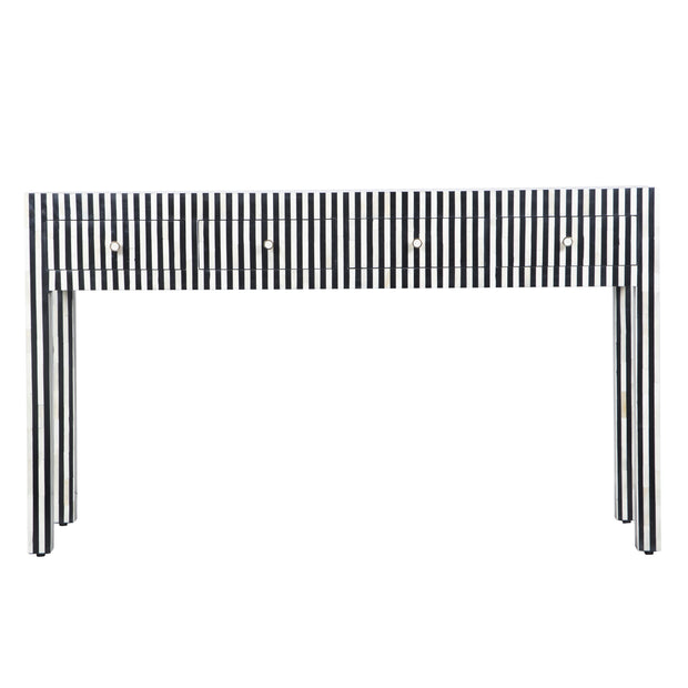 Bone Inlay 4 Drawer Hall Table or Side Table - Black Stripe