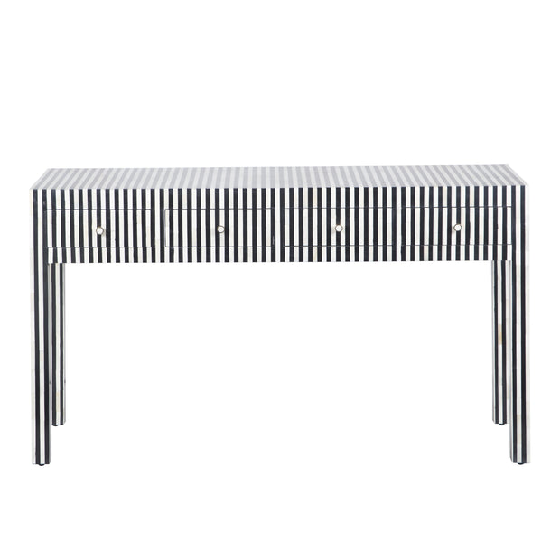 Bone Inlay 4 Drawer Hall Table or Side Table - Black Stripe