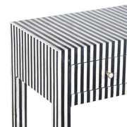 Bone Inlay 4 Drawer Hall Table or Side Table - Black Stripe