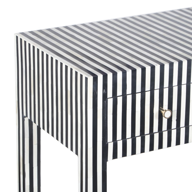 Bone Inlay 4 Drawer Hall Table or Side Table - Black Stripe