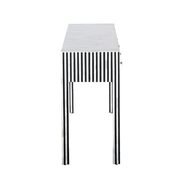 Bone Inlay 4 Drawer Hall Table or Side Table - Black Stripe