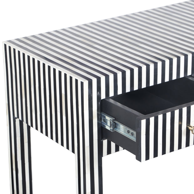 Bone Inlay 4 Drawer Hall Table or Side Table - Black Stripe