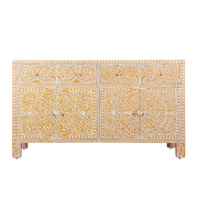Bone Inlay Buffet Chest of Drawers -  Almond Floral Scroll