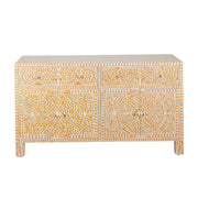 Bone Inlay Buffet Chest of Drawers -  Almond Floral Scroll