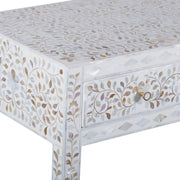 Mother of Pearl Inlay 3 Drawer Hall Table or Side Table - White Floral
