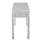 Mother of Pearl Inlay 3 Drawer Hall Table or Side Table - White Floral