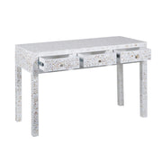 Mother of Pearl Inlay 3 Drawer Hall Table or Side Table - White Floral