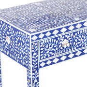 Mother of Pearl Inlay 3 Drawer Hall Table or Side Table - Indigo Blue Floral - Abacus and Hunt