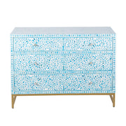Bone Inlay 3 Drawer Chest of Drawers - Turquoise Scroll
