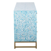 Bone Inlay 3 Drawer Chest of Drawers - Turquoise Scroll
