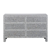 Bone Inlay Buffet 6 Drawer Chest of Drawers - Black Geometric