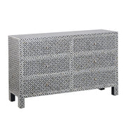 Bone Inlay Buffet 6 Drawer Chest of Drawers - Black Geometric