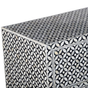 Bone Inlay Buffet 6 Drawer Chest of Drawers - Black Geometric