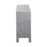 Bone Inlay Buffet 6 Drawer Chest of Drawers - Black Geometric