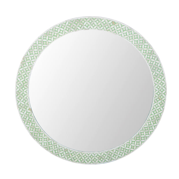 Bone Inlay Mirror (Large) - Sage Green Geometric