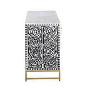 Bone Inlay Buffet Chest of Drawers - Black Floral Scroll