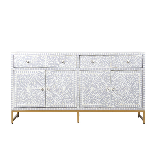 Bone Inlay Buffet - Light Grey Floral Scroll